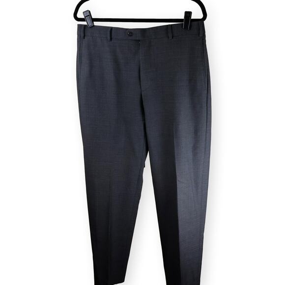 Zanella Mens Gray Dress Flat Front Pant 36 - Picture 1 of 9